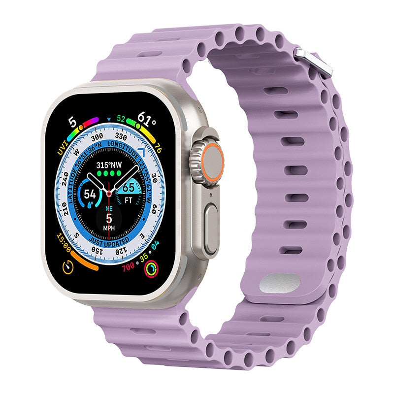 Premium Apple Watch Band Ocean Silicone Sport Strap Adjustable Soft Wristband Secure Fit Lightweight Durable Everyday Wear