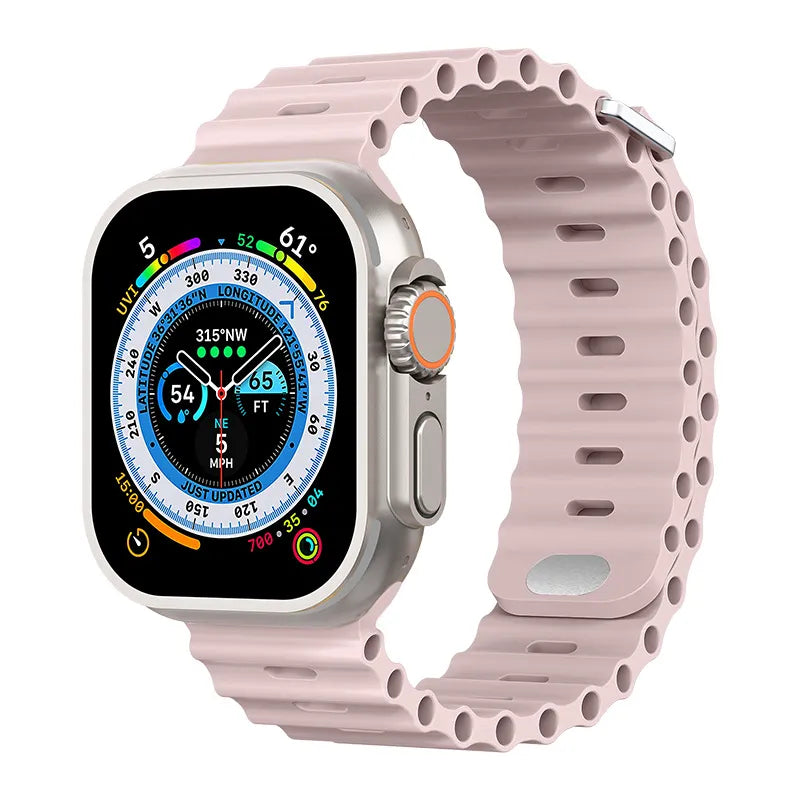 Premium Apple Watch Band Ocean Silicone Sport Strap Adjustable Soft Wristband Secure Fit Lightweight Durable Everyday Wear