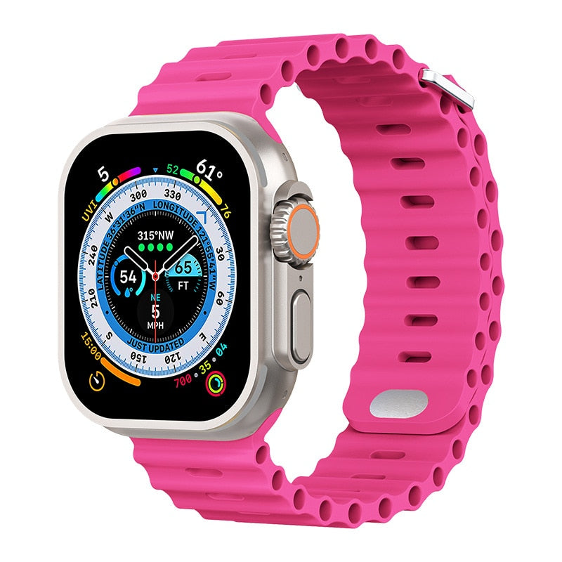 Premium Apple Watch Band Ocean Silicone Sport Strap Adjustable Soft Wristband Secure Fit Lightweight Durable Everyday Wear