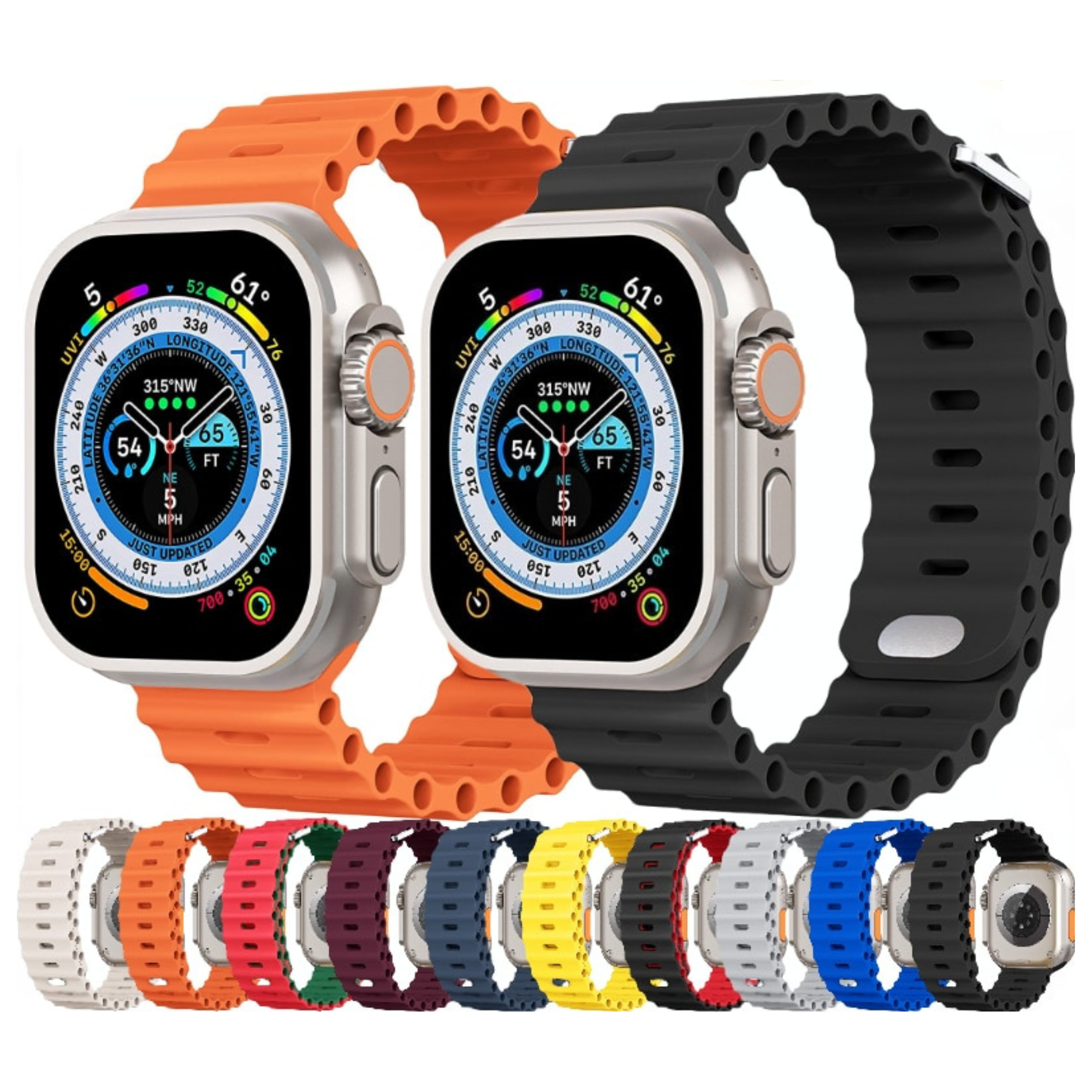 Premium Apple Watch Band Ocean Silicone Sport Strap Adjustable Soft Wristband Secure Fit Lightweight Durable Everyday Wear