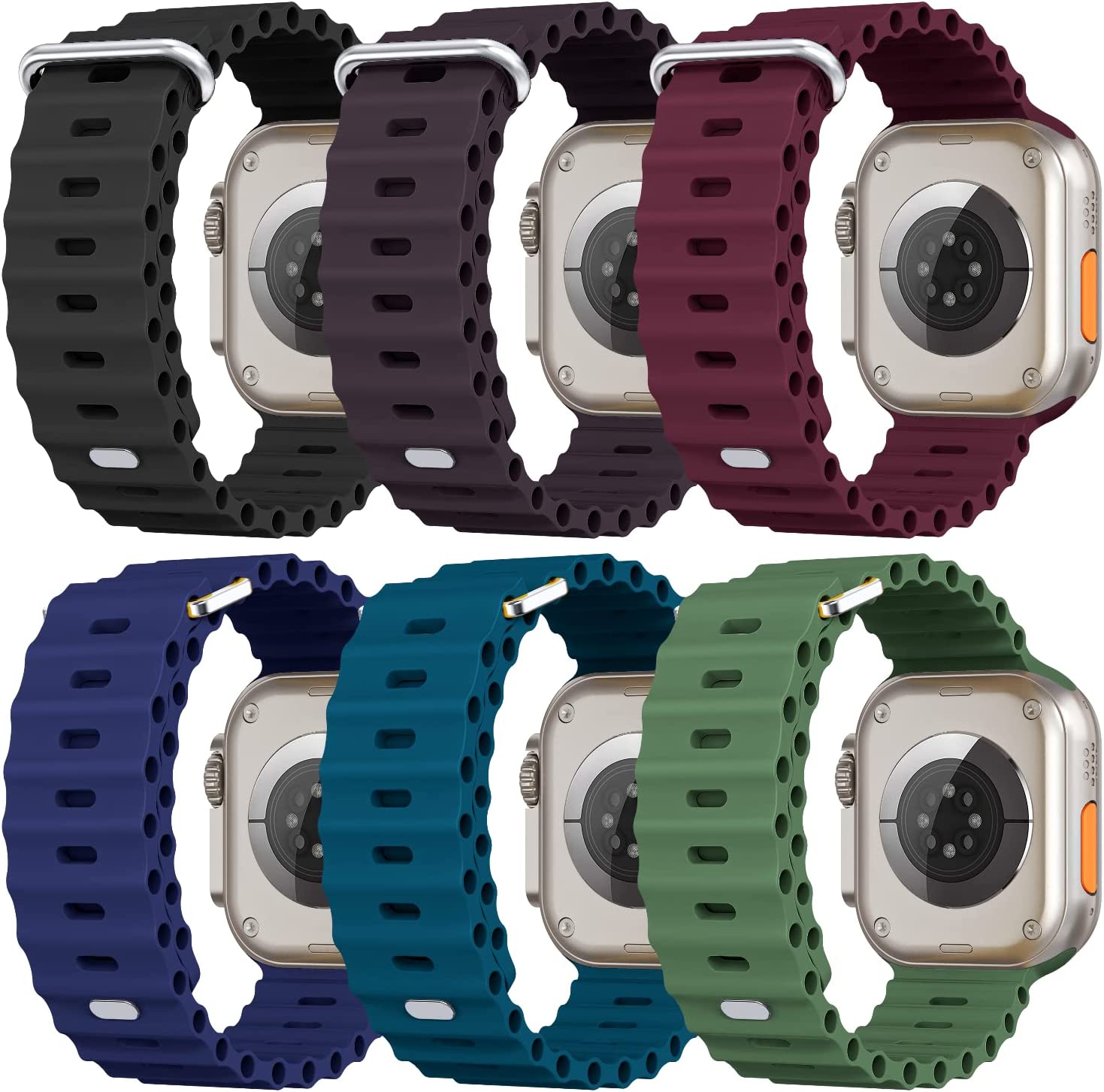 Premium Apple Watch Band Ocean Silicone Sport Strap Adjustable Soft Wristband Secure Fit Lightweight Durable Everyday Wear