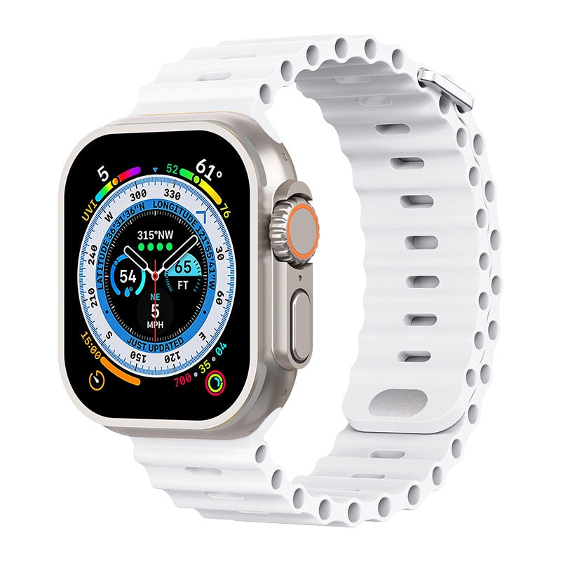 Premium Apple Watch Band Ocean Silicone Sport Strap Adjustable Soft Wristband Secure Fit Lightweight Durable Everyday Wear
