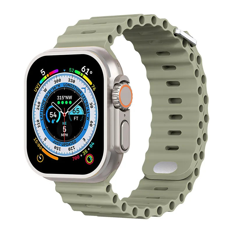 Premium Apple Watch Band Ocean Silicone Sport Strap Adjustable Soft Wristband Secure Fit Lightweight Durable Everyday Wear