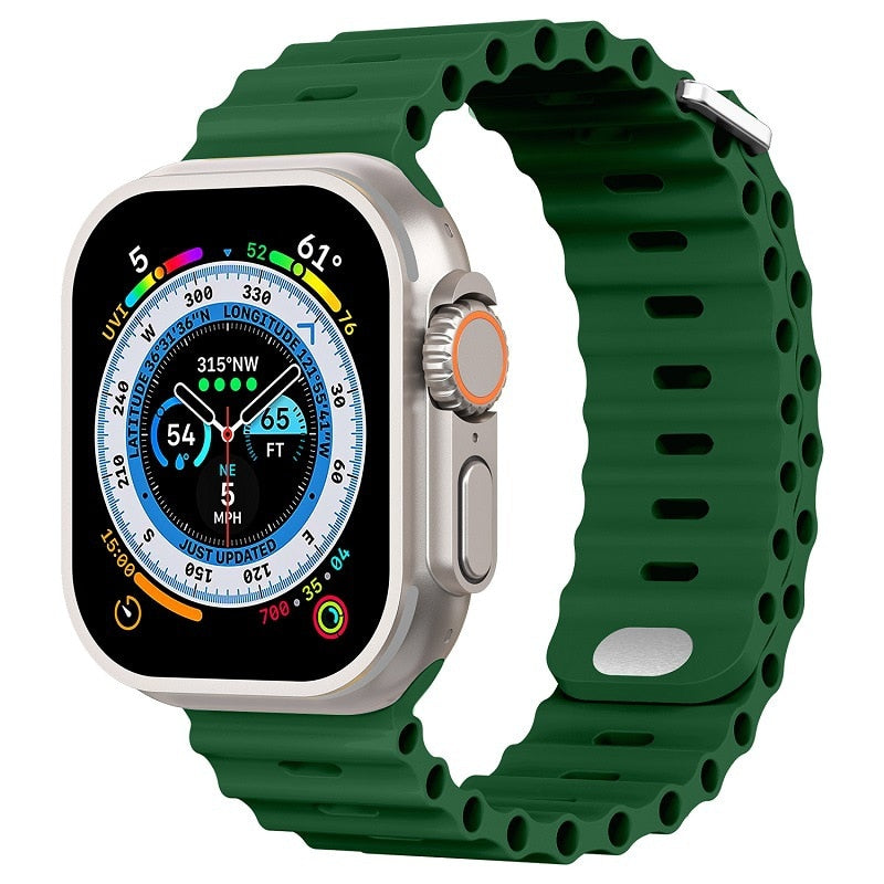 Premium Apple Watch Band Ocean Silicone Sport Strap Adjustable Soft Wristband Secure Fit Lightweight Durable Everyday Wear