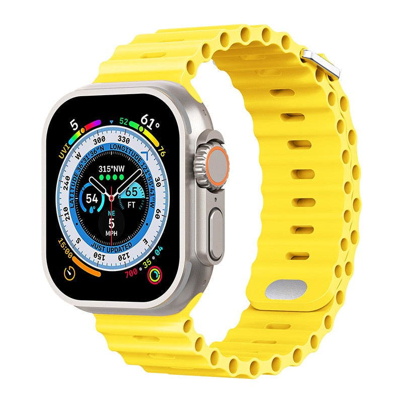 Premium Apple Watch Band Ocean Silicone Sport Strap Adjustable Soft Wristband Secure Fit Lightweight Durable Everyday Wear