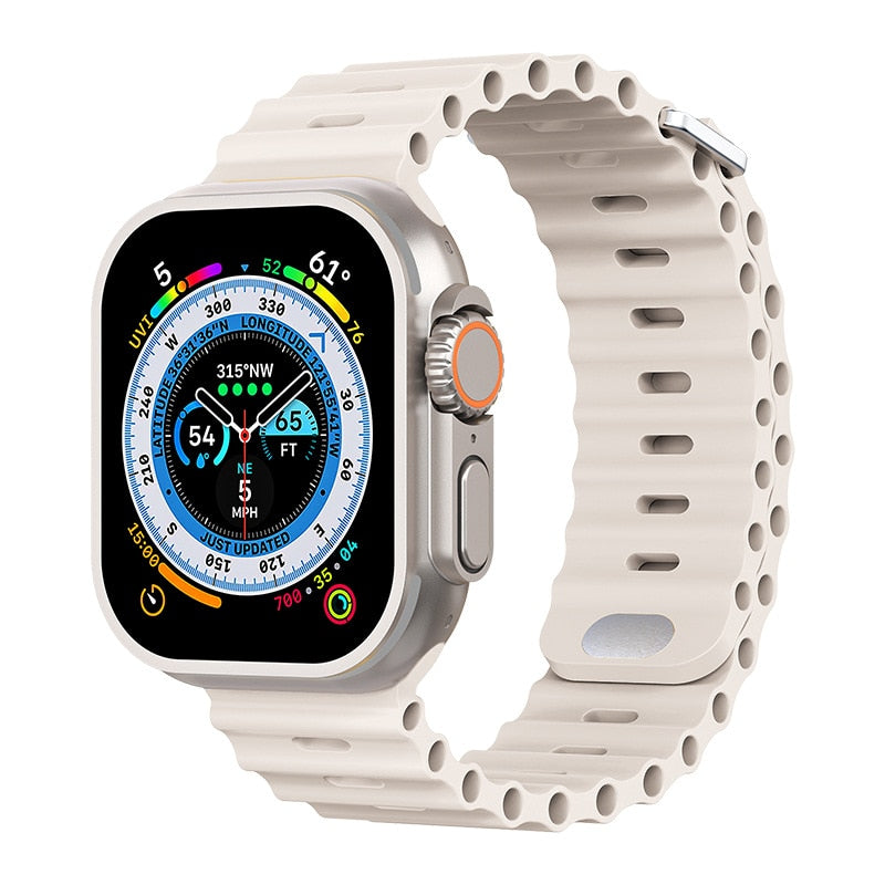 Premium Apple Watch Band Ocean Silicone Sport Strap Adjustable Soft Wristband Secure Fit Lightweight Durable Everyday Wear
