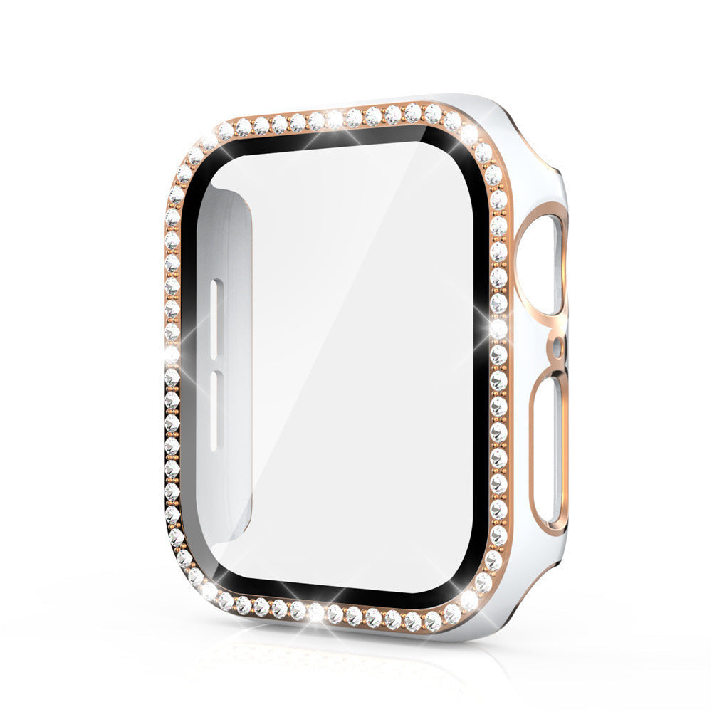 Premium Apple Watch Case Rhinestone Glass Screen Protector Shockproof Protective Cover Luxury Bling Design