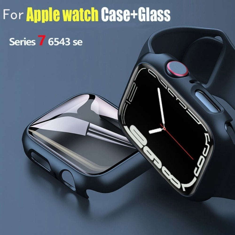 Premium Apple Watch Case Tempered Glass Screen Protector PC Bumper Shockproof Transparent Protective Cover