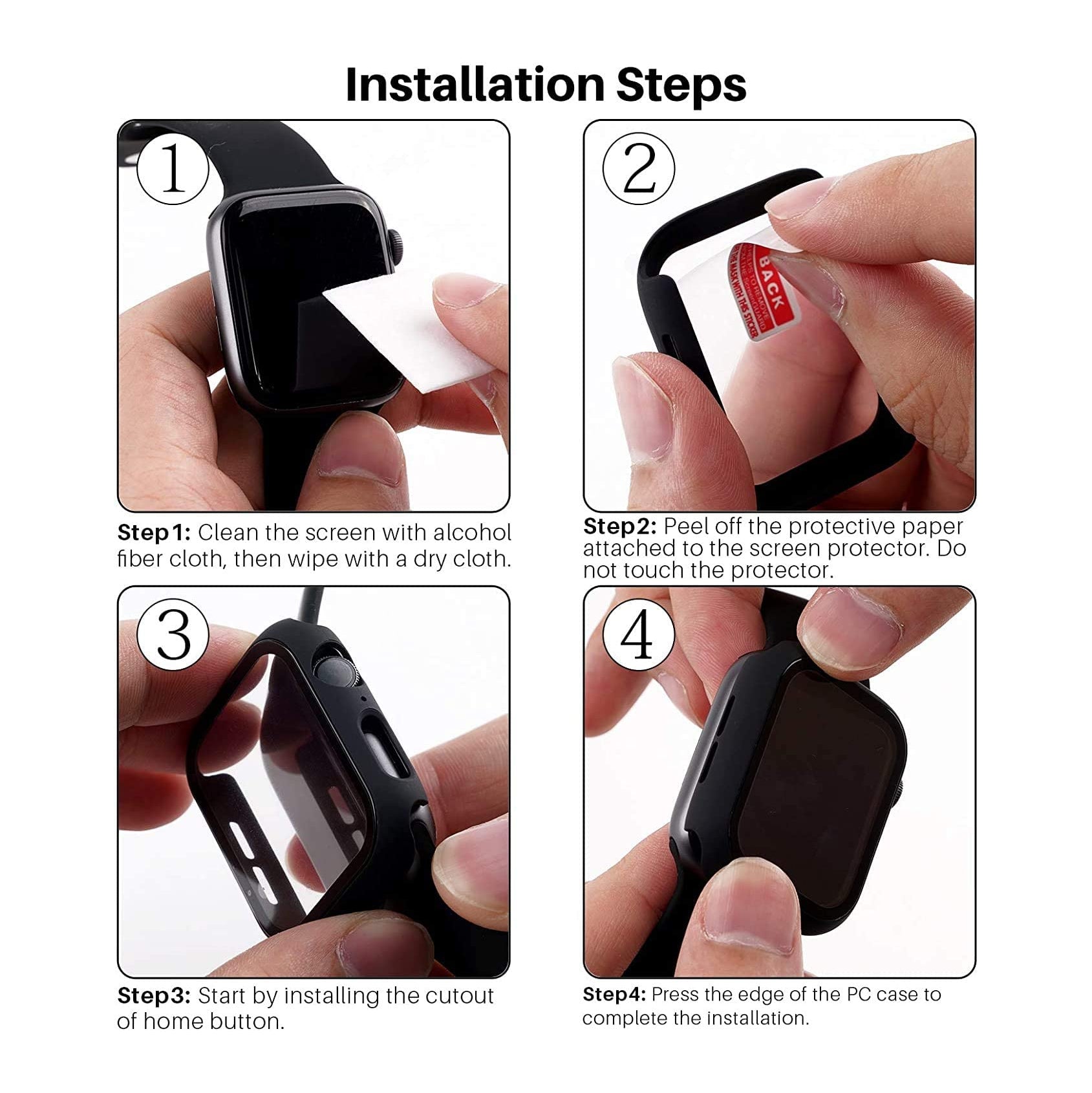 Premium Apple Watch Case Tempered Glass Screen Protector PC Bumper Shockproof Transparent Protective Cover