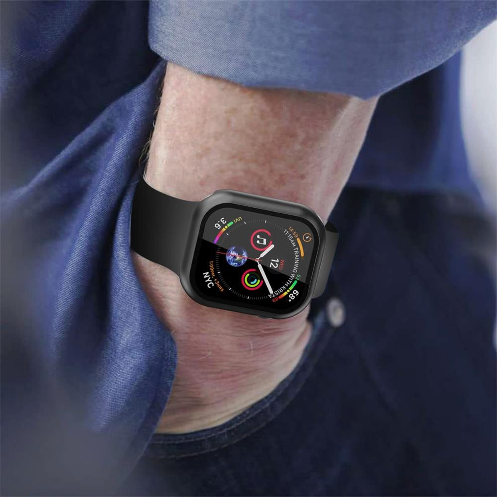 Premium Apple Watch Case Tempered Glass Screen Protector PC Bumper Shockproof Transparent Protective Cover
