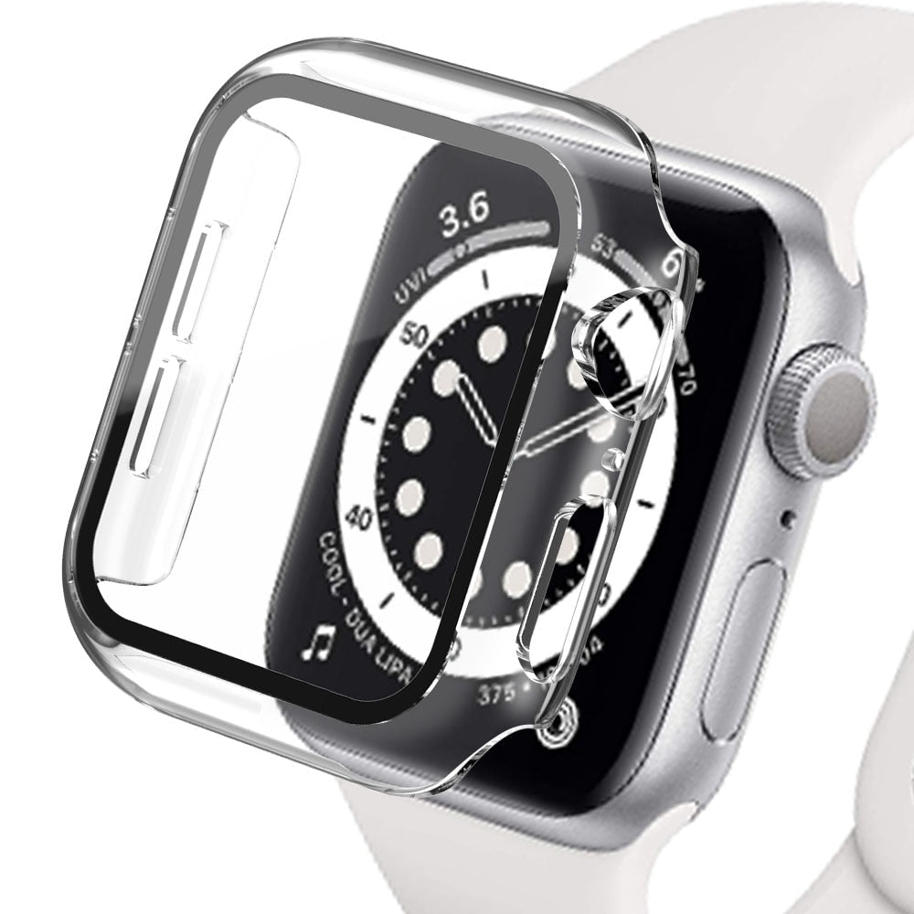 Premium Apple Watch Case Tempered Glass Screen Protector PC Bumper Shockproof Transparent Protective Cover