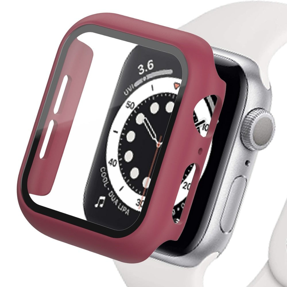 Premium Apple Watch Case Tempered Glass Screen Protector PC Bumper Shockproof Transparent Protective Cover
