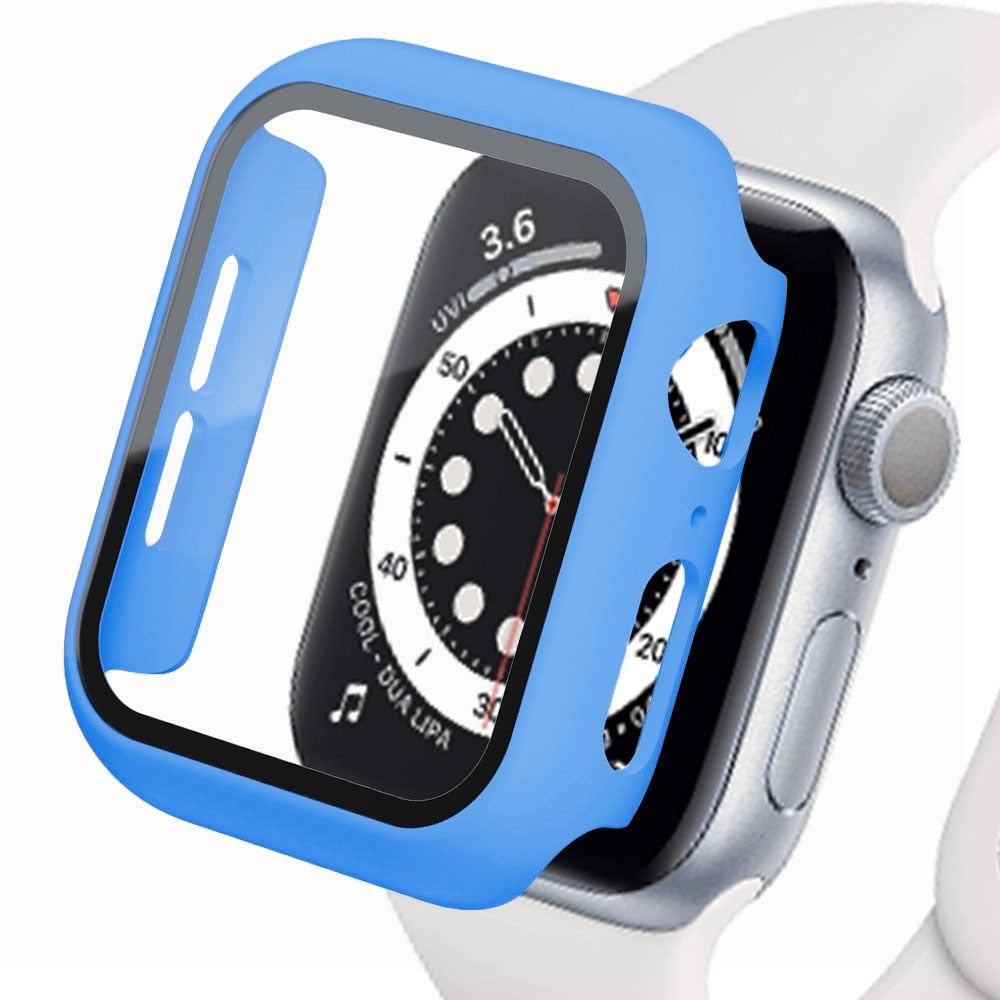 Premium Apple Watch Case Tempered Glass Screen Protector PC Bumper Shockproof Transparent Protective Cover