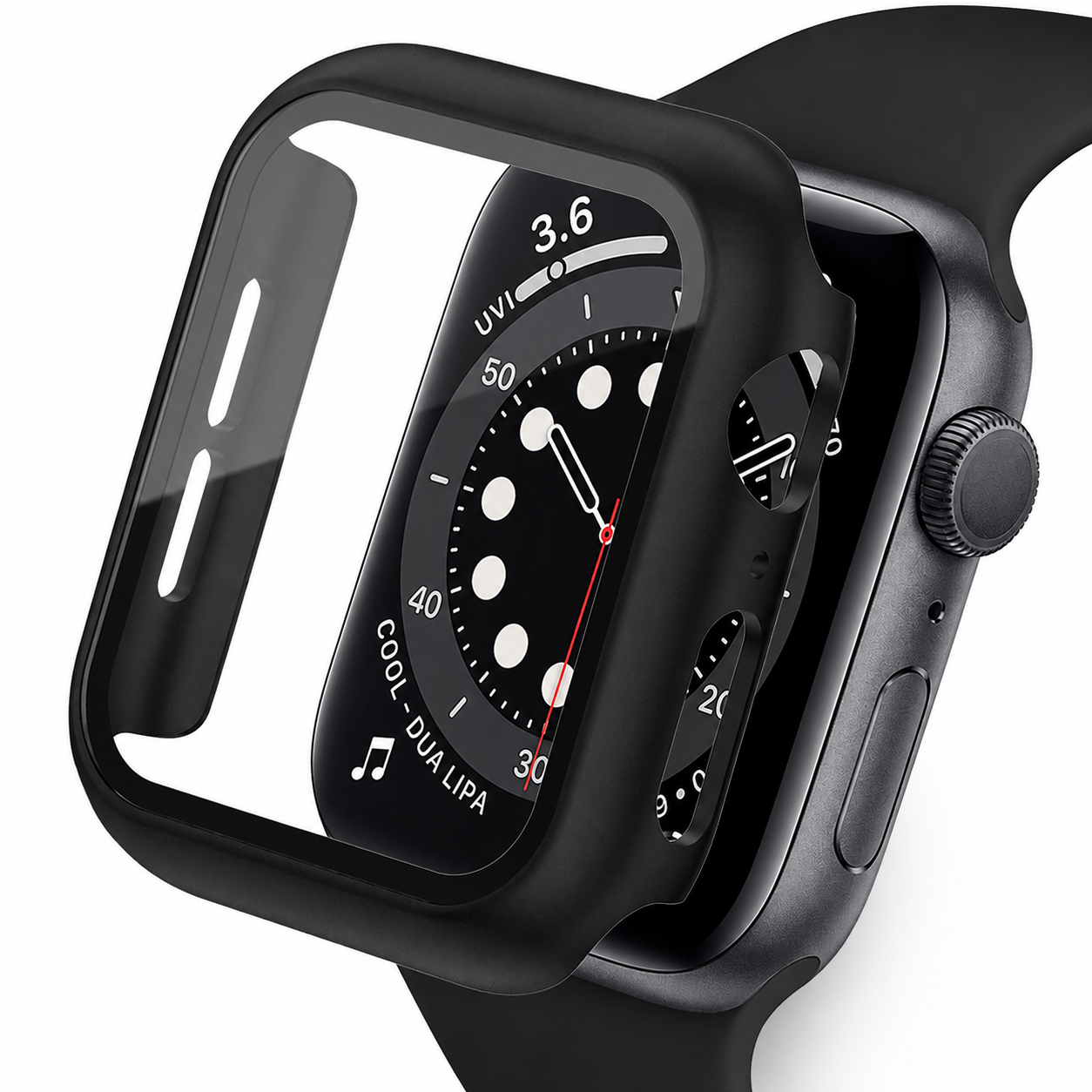 Premium Apple Watch Case Tempered Glass Screen Protector Shockproof PC Bumper Transparent Protective Cover Full Coverage Snap-On Slim Protective Shell