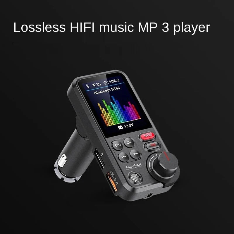 Premium Car Bluetooth FM Transmitter QC 3.0 Fast Charging USB Audio Adapter Hands-Free Music Player