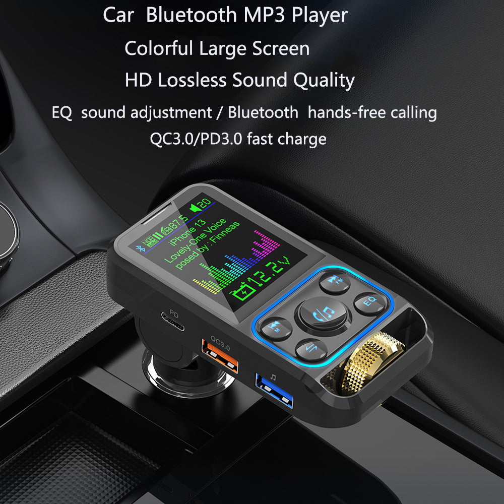 Premium Car Bluetooth FM Transmitter QC 3.0 Fast Charging USB Audio Adapter Hands-Free Music Player