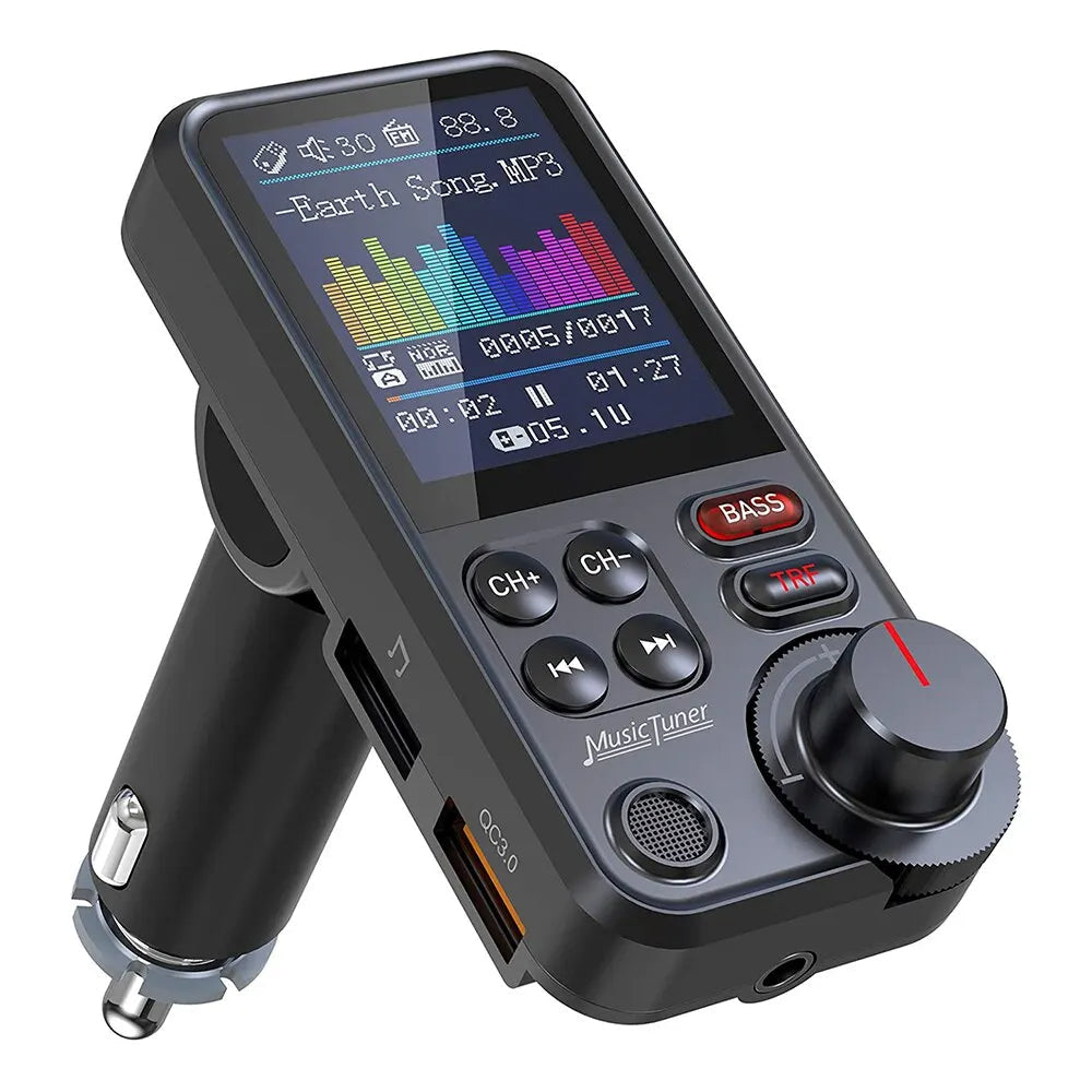 Premium Car Bluetooth FM Transmitter QC 3.0 Fast Charging USB Audio Adapter Hands-Free Music Player