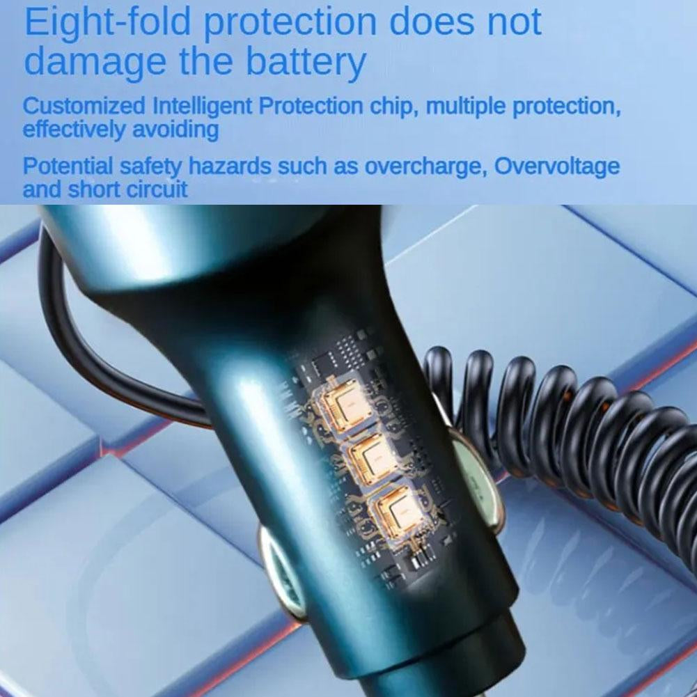 Premium Car Charger USB-C Multi Port Fast Charging Adapter 12V Socket High Speed Charging Hub