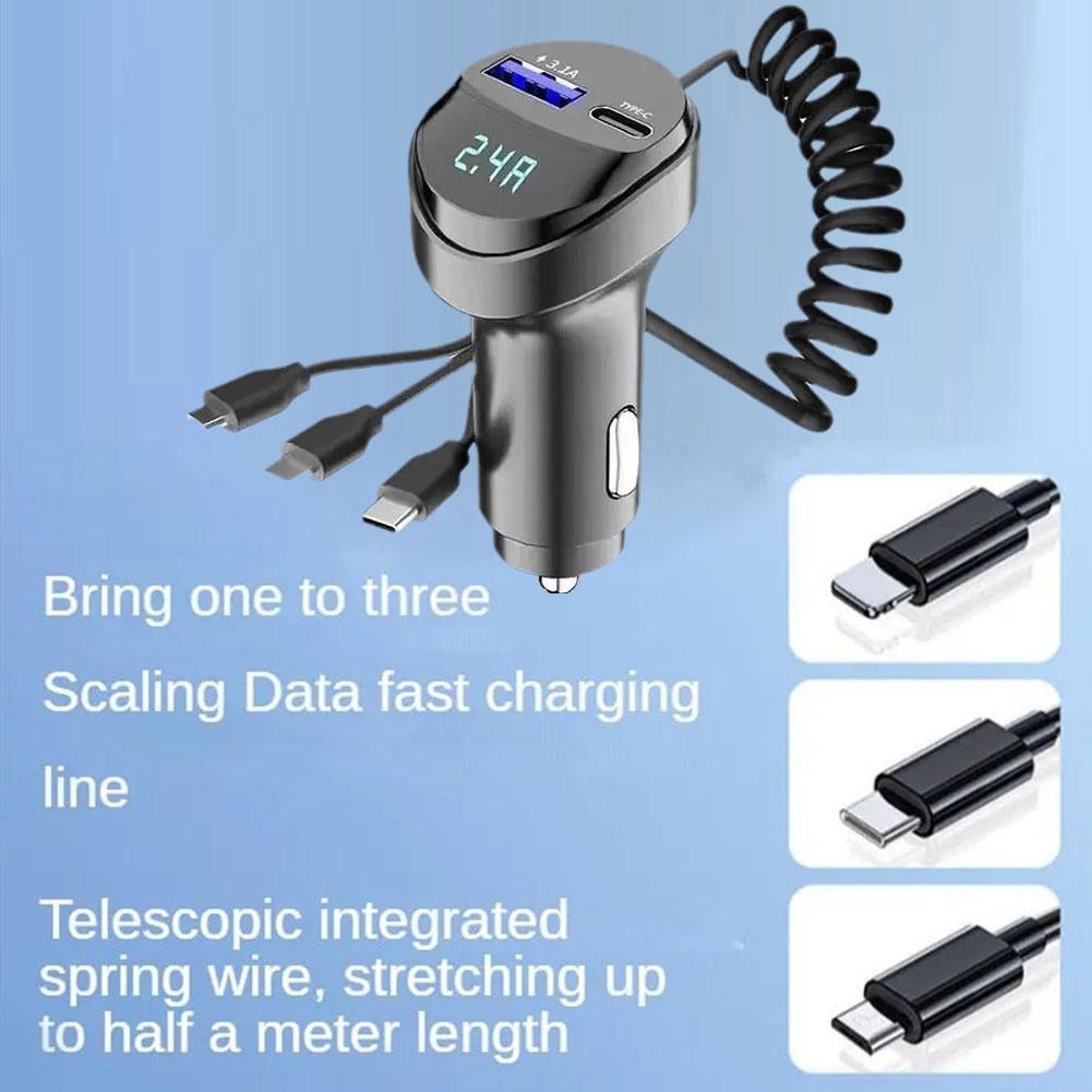 Premium Car Charger USB-C Multi Port Fast Charging Adapter 12V Socket High Speed Charging Hub