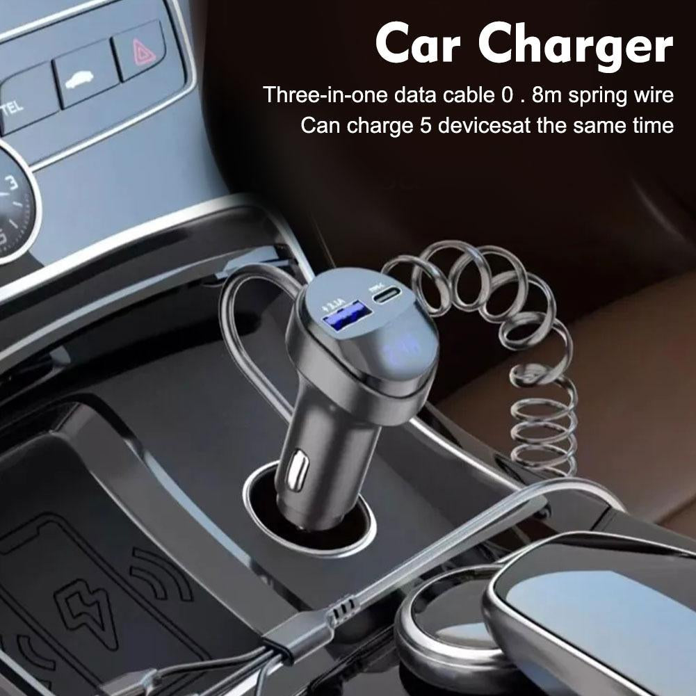 Premium Car Charger USB-C Multi Port Fast Charging Adapter 12V Socket High Speed Charging Hub