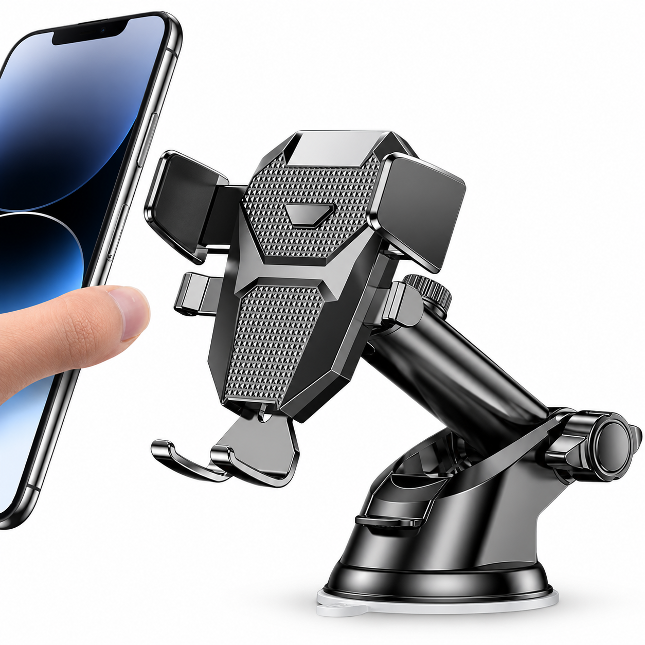 Premium Car Phone Mount Dashboard Windshield Suction Cup Holder 360 Rotation Secure Grip Adjustable Smartphone Stand Hands-Free Driving Mount Vehicle