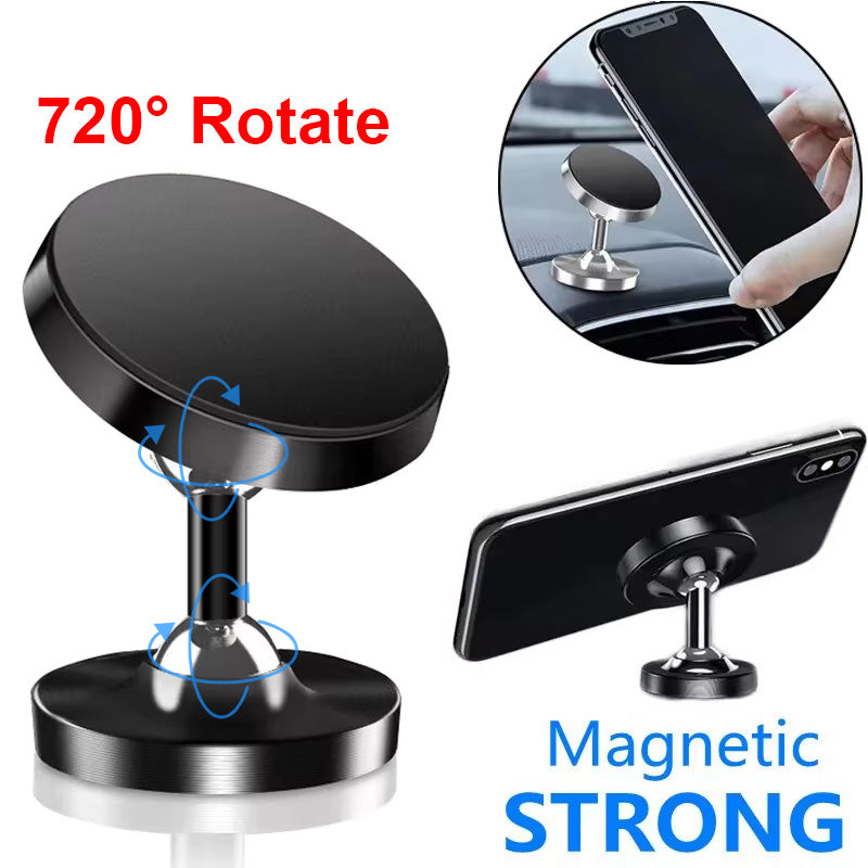 Premium Car Phone Mount Magnetic Dashboard Holder 360 Rotation Secure Grip Adjustable GPS Smartphone Stand