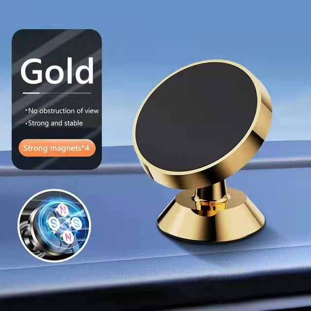 Premium Car Phone Mount Magnetic Dashboard Holder 360 Rotation Secure Grip Adjustable GPS Smartphone Stand