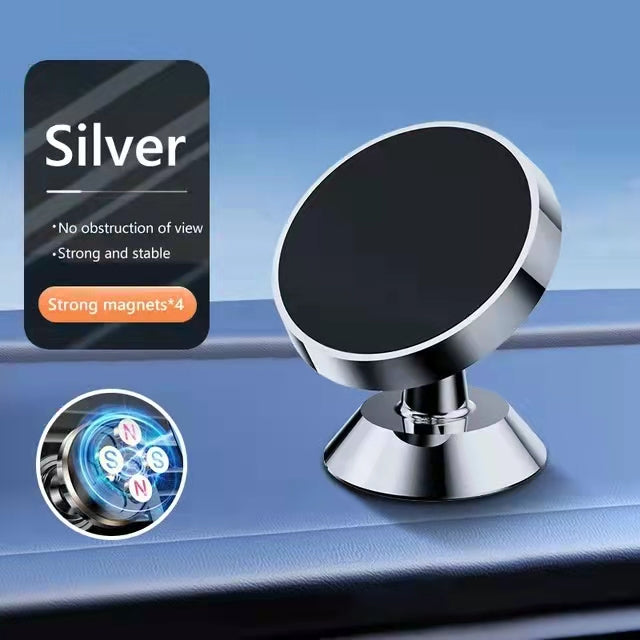 Premium Car Phone Mount Magnetic Dashboard Holder 360 Rotation Secure Grip Adjustable GPS Smartphone Stand