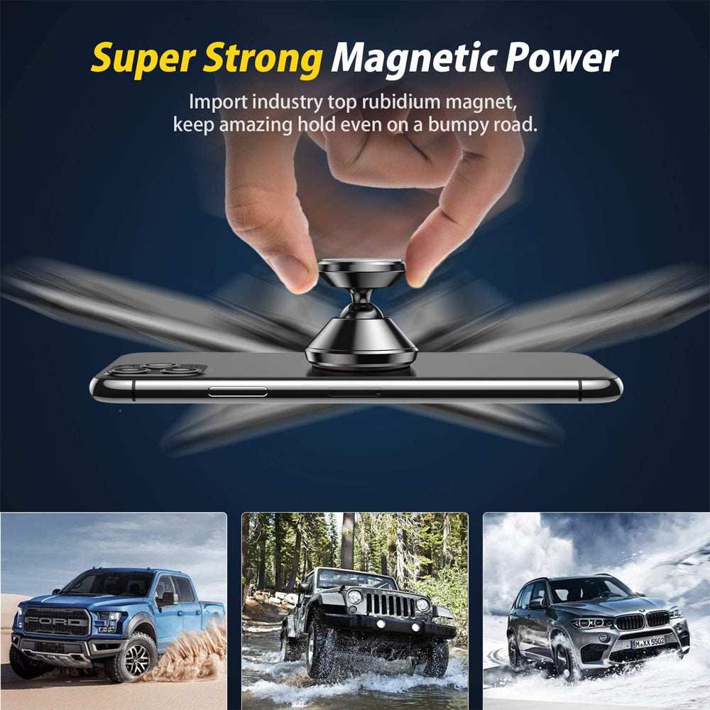 Premium Car Phone Mount Magnetic Dashboard Holder 360 Rotation Secure Grip Adjustable GPS Smartphone Stand