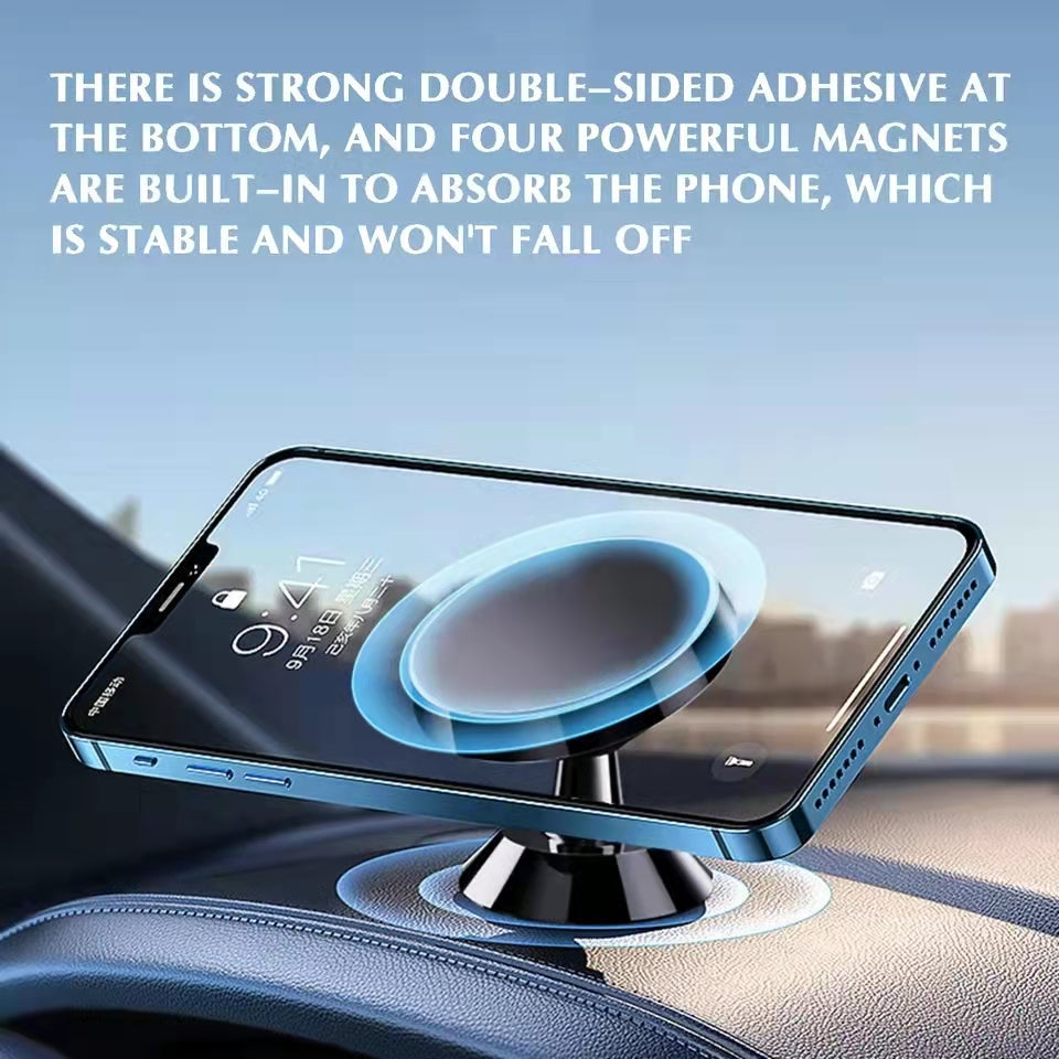 Premium Car Phone Mount Magnetic Dashboard Holder 360 Rotation Secure Grip Adjustable GPS Smartphone Stand