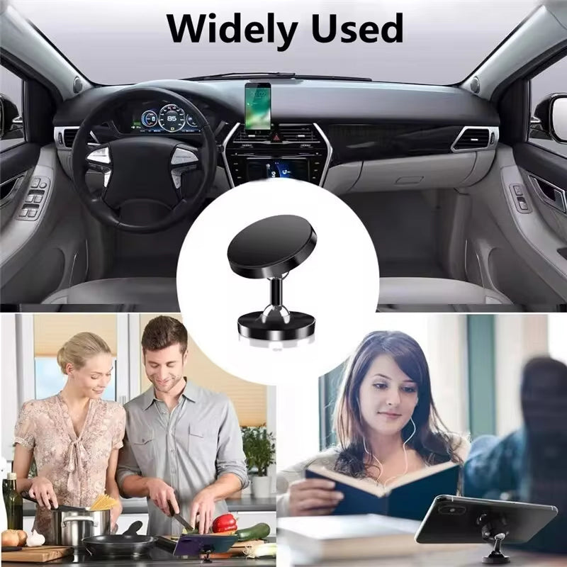 Premium Car Phone Mount Magnetic Dashboard Holder 360 Rotation Secure Grip Adjustable GPS Smartphone Stand