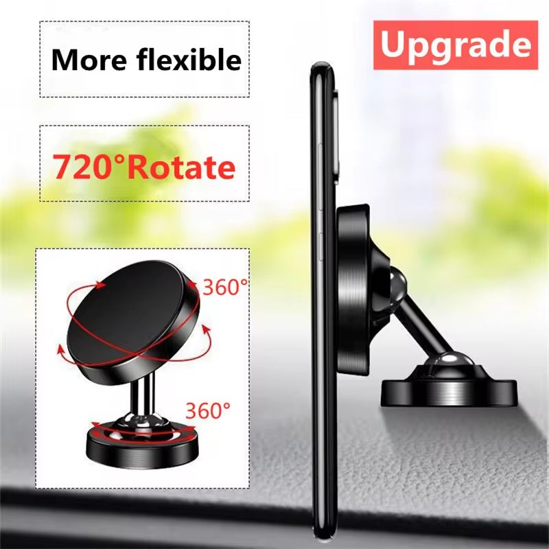 Premium Car Phone Mount Magnetic Dashboard Holder 360 Rotation Secure Grip Adjustable GPS Smartphone Stand
