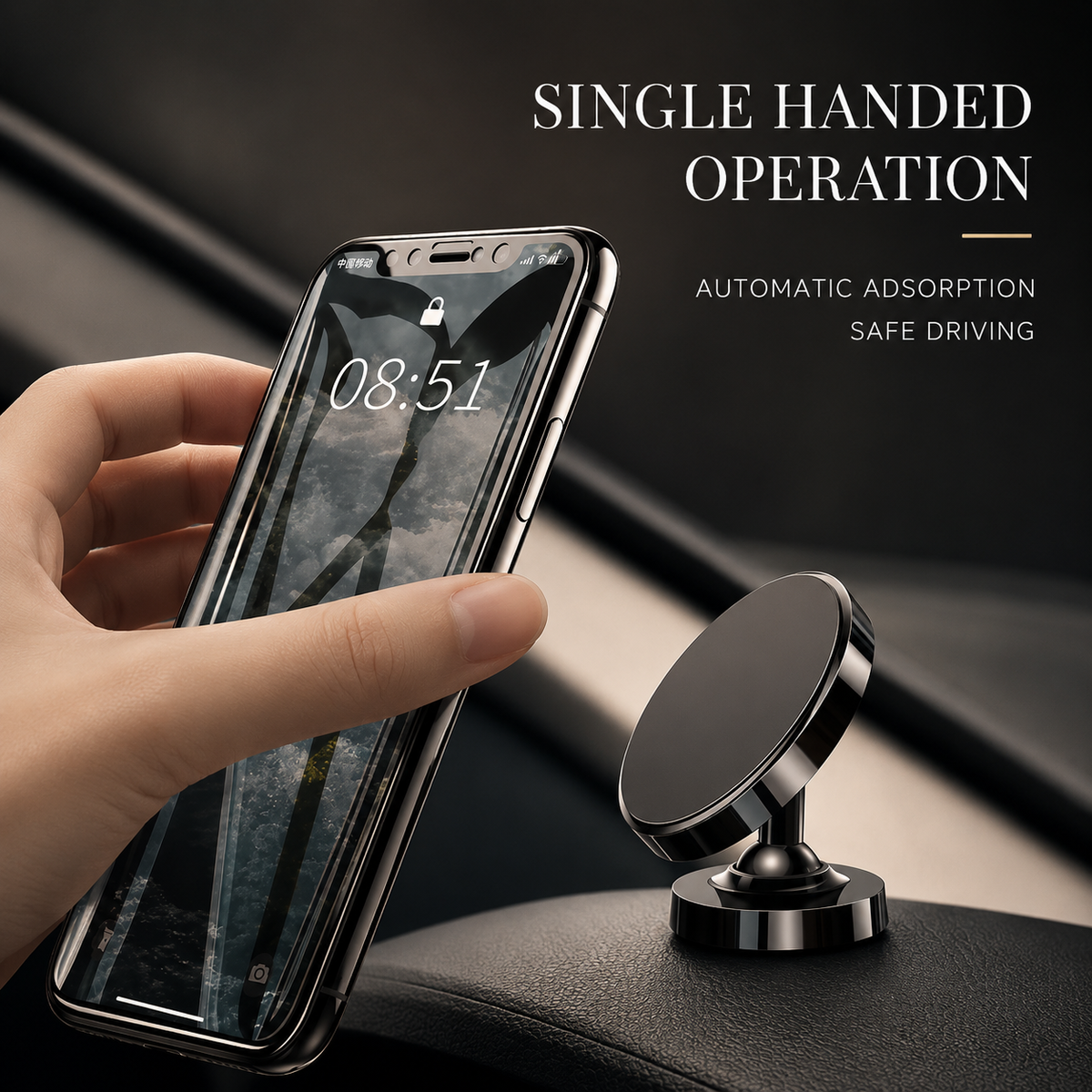 Premium Car Phone Mount Magnetic Dashboard Holder 360° Adjustable Rotation Secure Grip GPS Smartphone Stand Hands Free Universal Mount Design