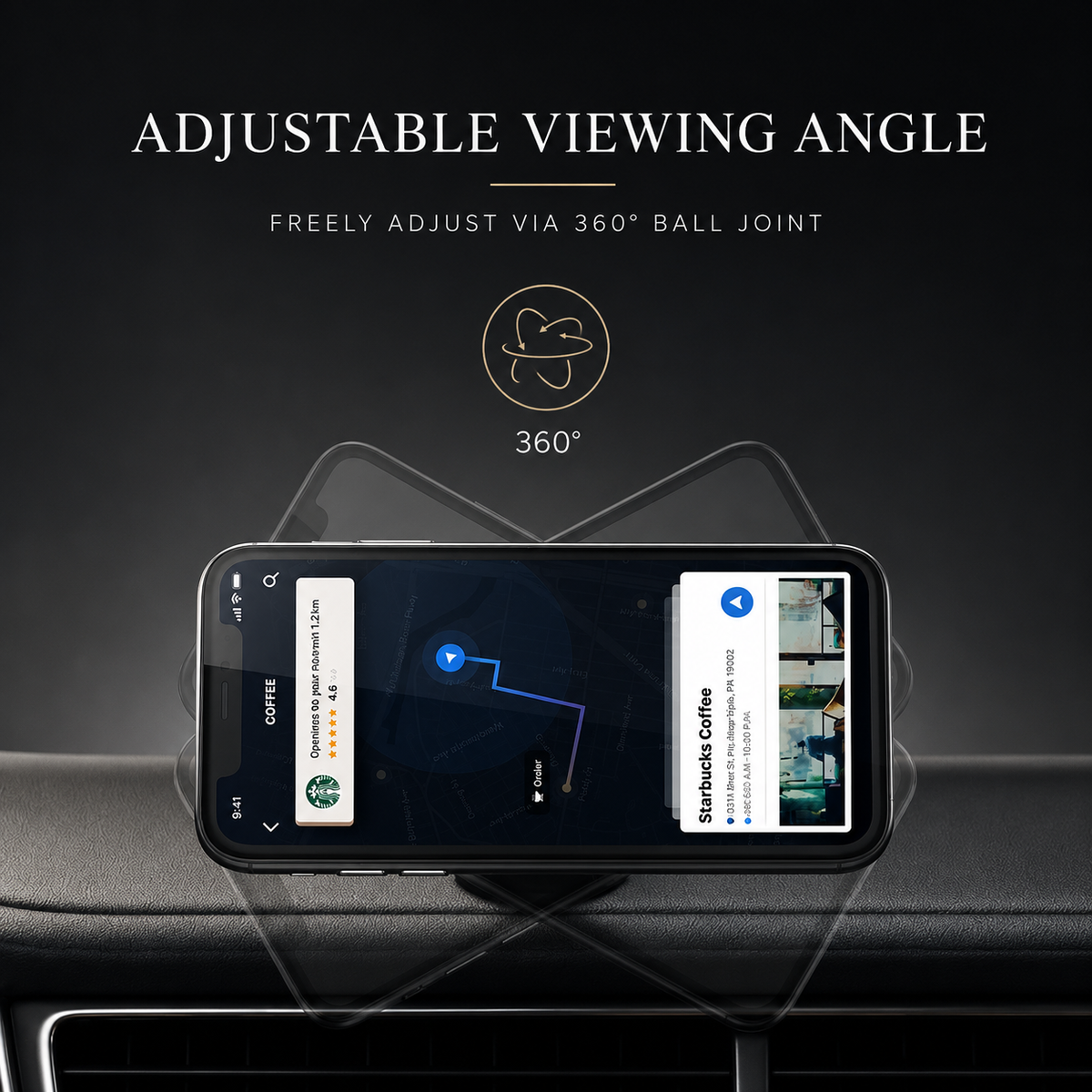 Premium Car Phone Mount Magnetic Dashboard Holder 360° Adjustable Rotation Secure Grip GPS Smartphone Stand Hands Free Universal Mount Design