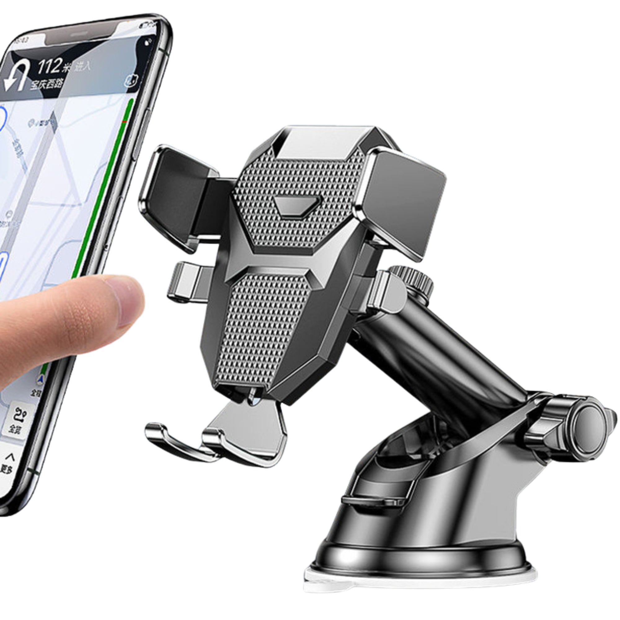 Premium Car Phone Mount Suction Cup Dashboard Windshield Holder 360 Rotation Secure Grip Smartphone Stand