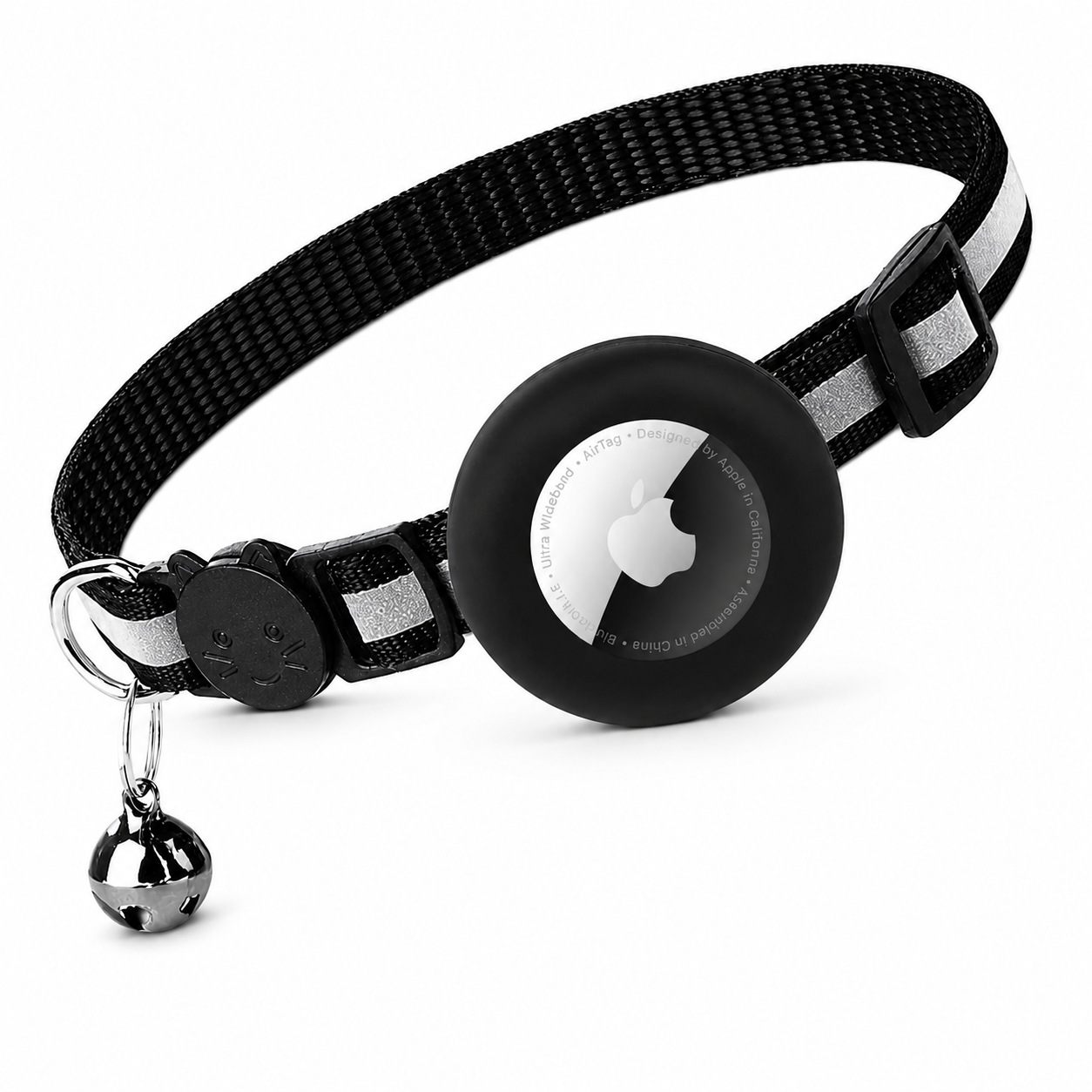 Premium Cat Collar AirTag Holder Reflective Adjustable Pet Collar Lightweight Secure Fit Detachable Bell Tracking Accessory Outdoor Safety Design