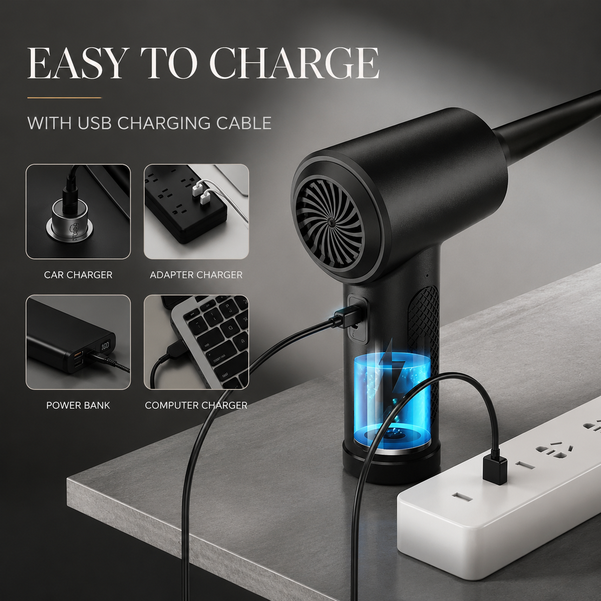 Premium Electric Air Duster Cordless Compressed Air Blower Keyboard Cleaner LED Light Reusable Cleaning Tool High Power Dust Remover Portable Use