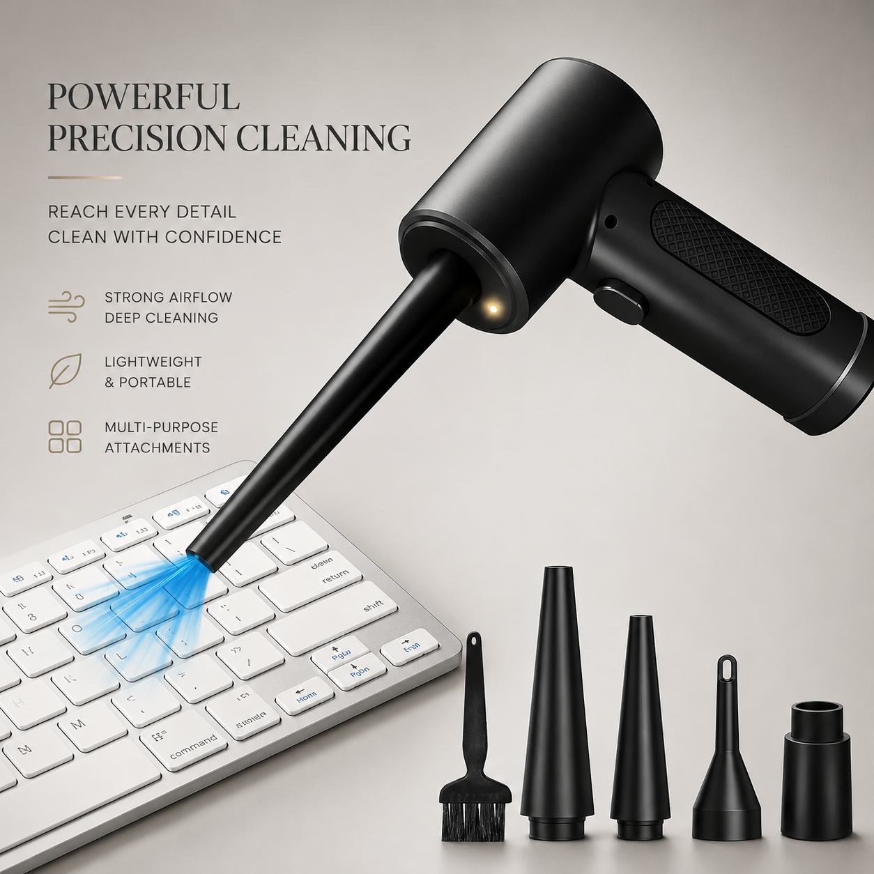Premium Electric Air Duster Cordless Compressed Air Blower Keyboard Cleaner LED Light Reusable Cleaning Tool High Power Dust Remover Portable Use