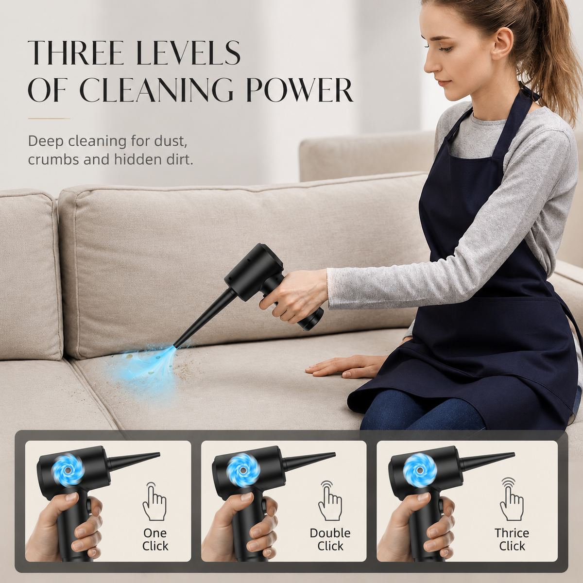 Premium Electric Air Duster Cordless Compressed Air Blower Keyboard Cleaner LED Light Reusable Cleaning Tool High Power Dust Remover Portable Use