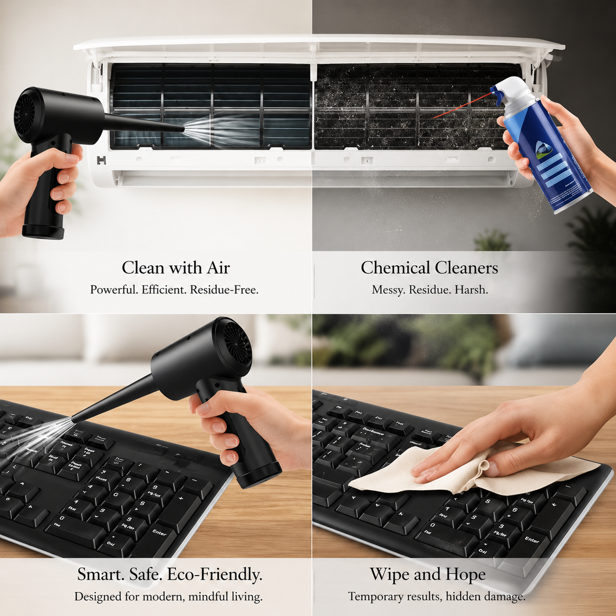 Premium Electric Air Duster Cordless Compressed Air Blower Keyboard Cleaner LED Light Reusable Cleaning Tool High Power Dust Remover Portable Use