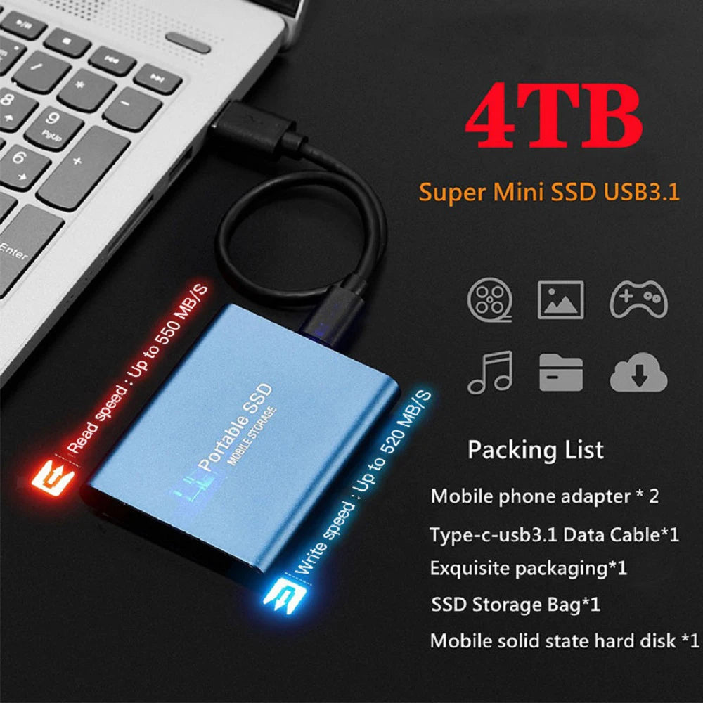 Premium External SSD Portable USB 3.1 High Speed Storage Drive Compact Data Backup Solution Multi Capacity Support