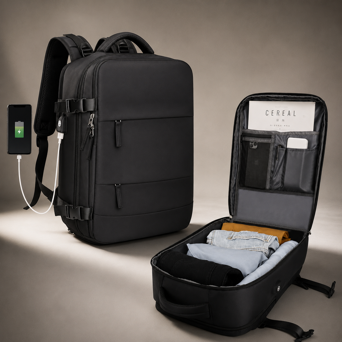 Premium Laptop Backpack Waterproof Expandable Business Travel Bag USB Charging Large Capacity 13 to 17 Inch Laptop Compatible Pack Everyday Carry