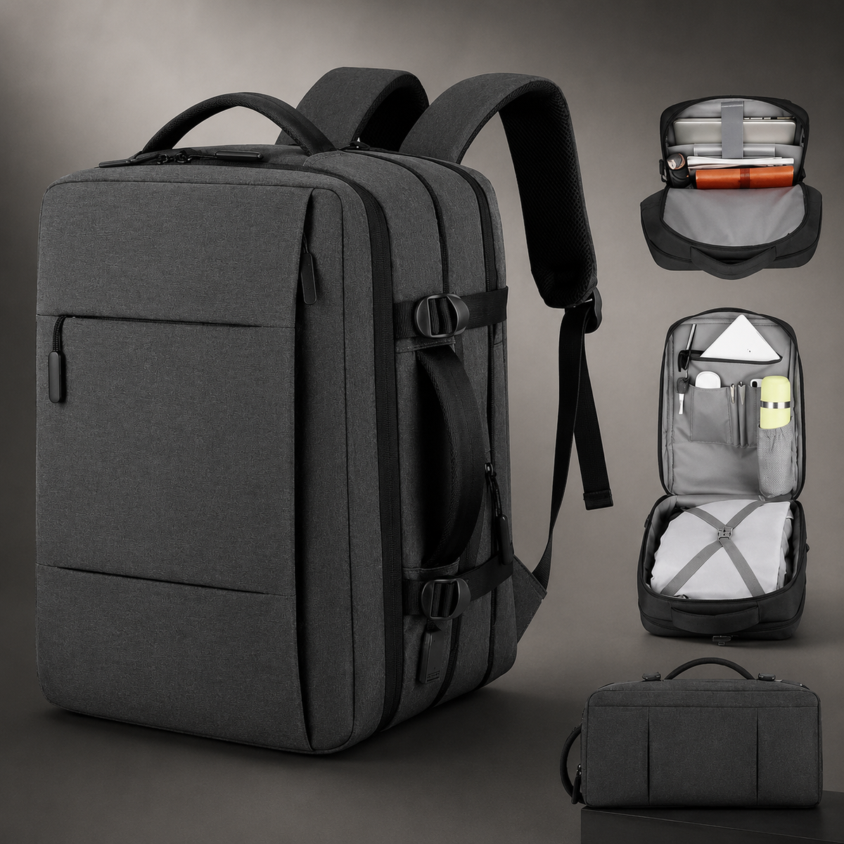 Premium Laptop Backpack Waterproof Expandable Business Travel Bag USB Charging Large Capacity 13 to 17 Inch Laptop Compatible Pack Everyday Carry