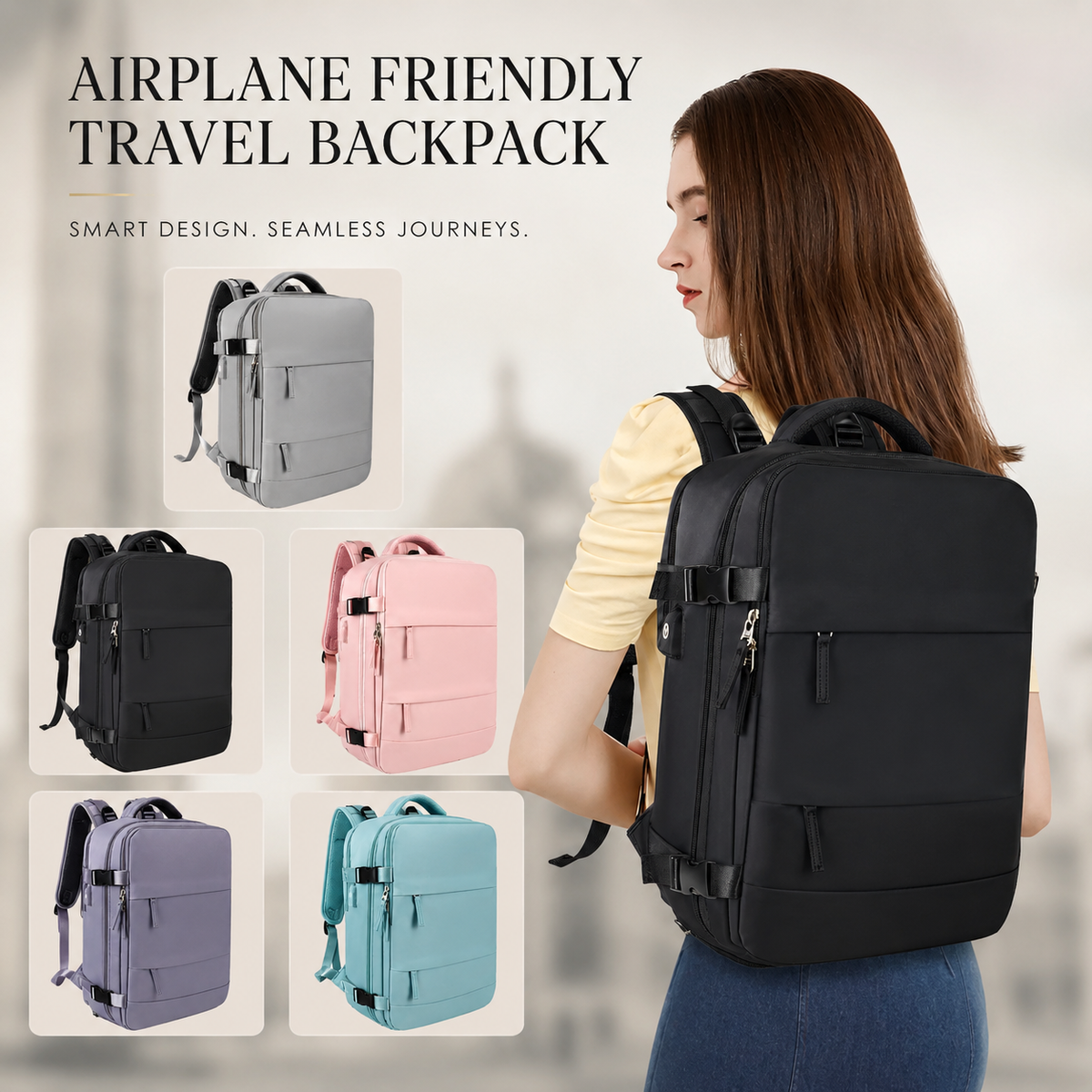 Premium Laptop Backpack Waterproof Expandable Business Travel Bag USB Charging Large Capacity 13 to 17 Inch Laptop Compatible Pack Everyday Carry