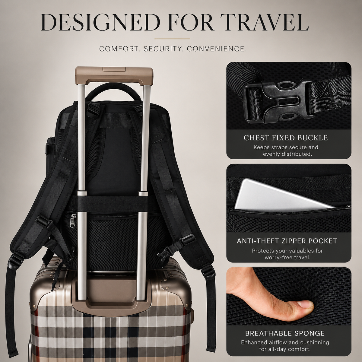 Premium Laptop Backpack Waterproof Expandable Business Travel Bag USB Charging Large Capacity 13 to 17 Inch Laptop Compatible Pack Everyday Carry