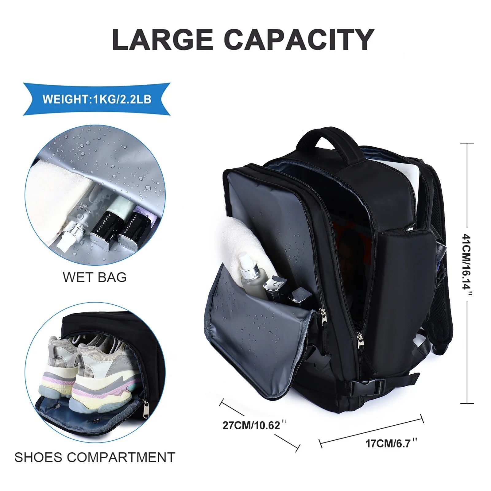 Premium Laptop Backpack Waterproof Expandable USB Charging Business Travel Bag Large Capacity 13 To 17 Inch Laptop Compatible
