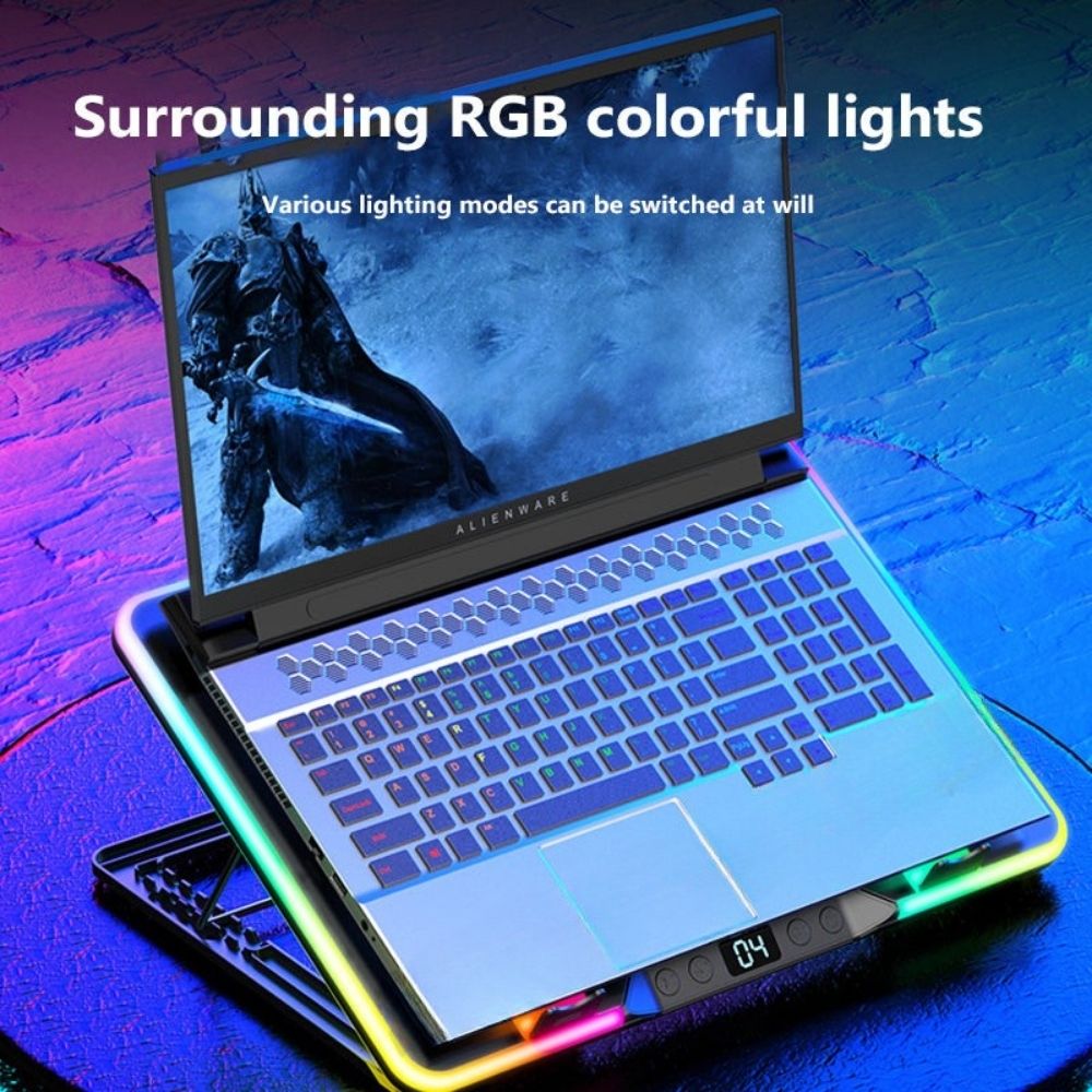 Premium Laptop Cooling Pad RGB 6 Fan Adjustable Gaming Notebook Cooler Ergonomic Heat Dissipation Stand