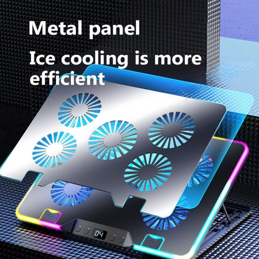 Premium Laptop Cooling Pad RGB 6 Fan Adjustable Gaming Notebook Cooler Ergonomic Heat Dissipation Stand