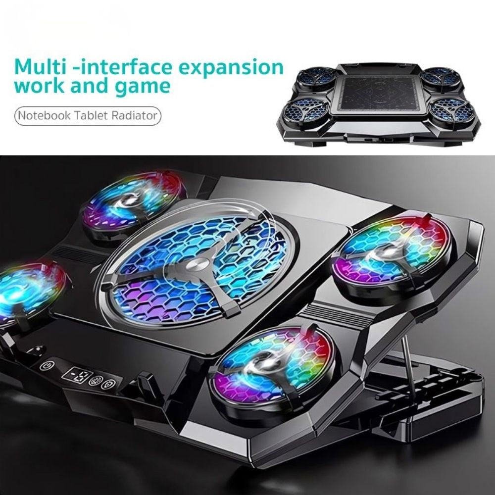 Premium Laptop Cooling Pad RGB 6 Fan Adjustable Gaming Notebook Cooler Ergonomic Heat Dissipation Stand