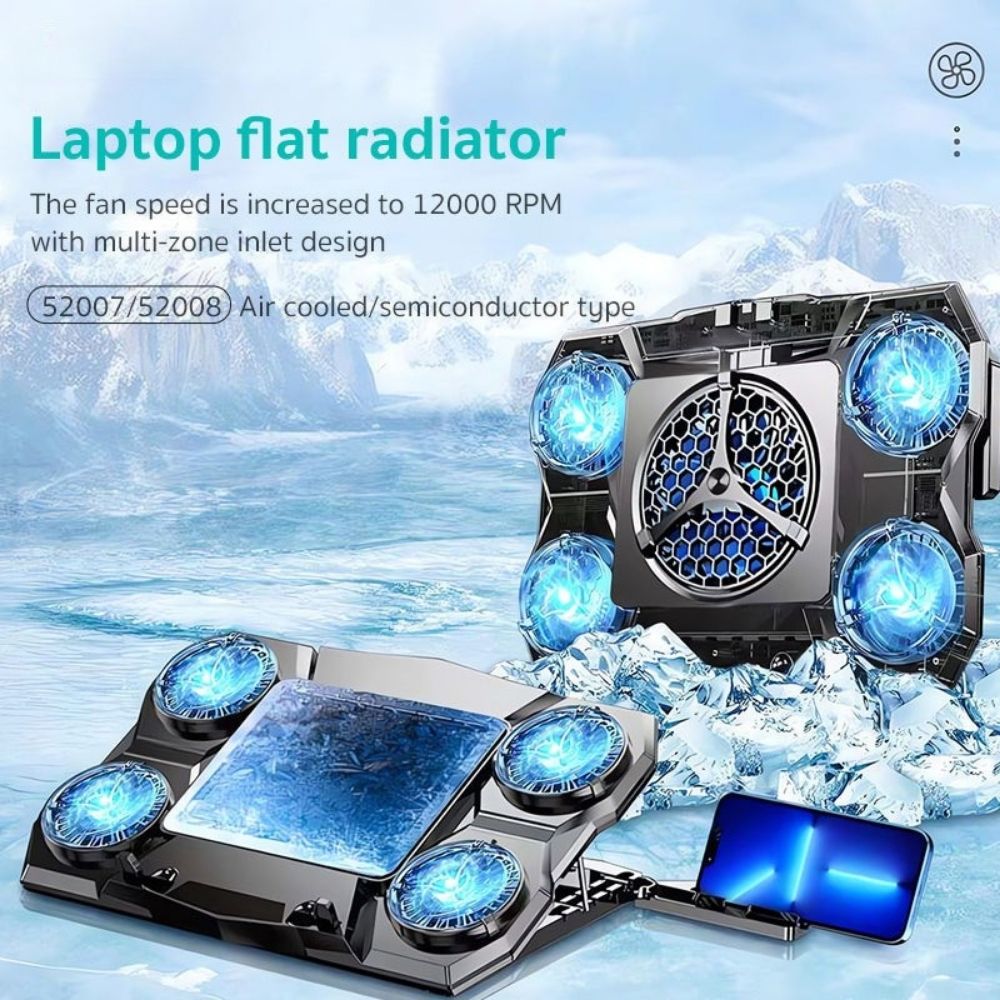 Premium Laptop Cooling Pad RGB 6 Fan Adjustable Gaming Notebook Cooler Ergonomic Heat Dissipation Stand